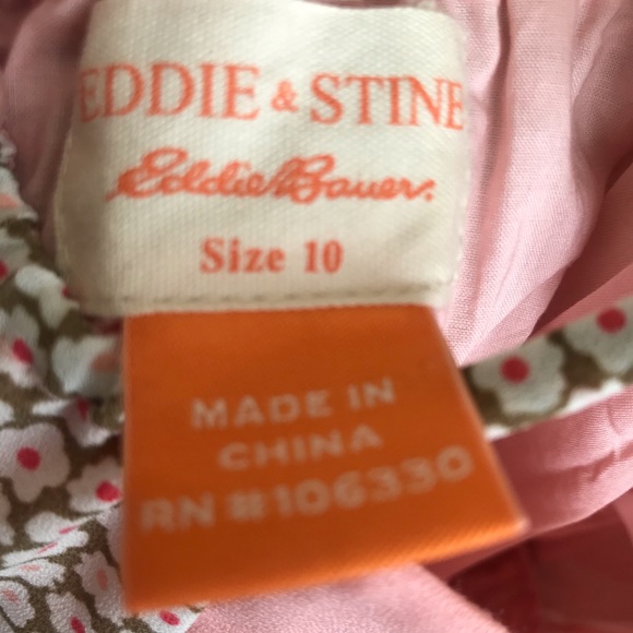 Eddie and Stine Girls 10 Dress Peach tan floral - Picture 7 of 11